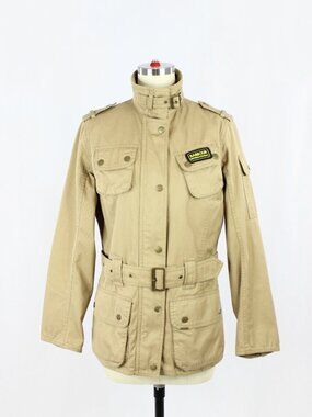 BARBOUR Tan Cotton Washed Twill International Belted Field Jacket, Size 6
